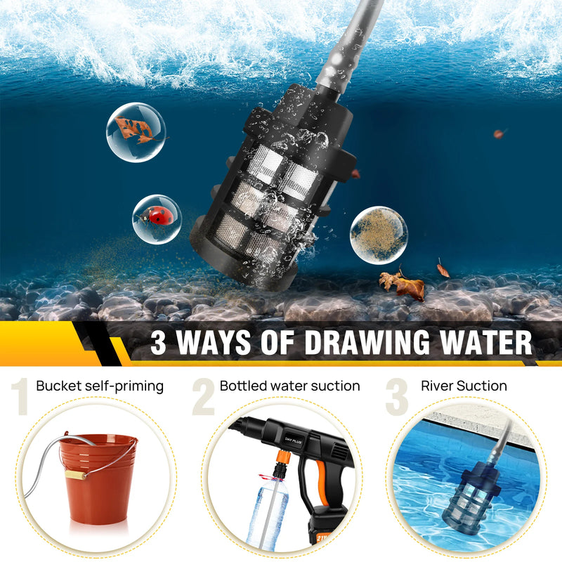 DayPlus Cordless Pressure Washer,6-in-1 Portable Pressure Washer 150bar 3.0Ah Battery for Floor/Garden Cleaning & Watering