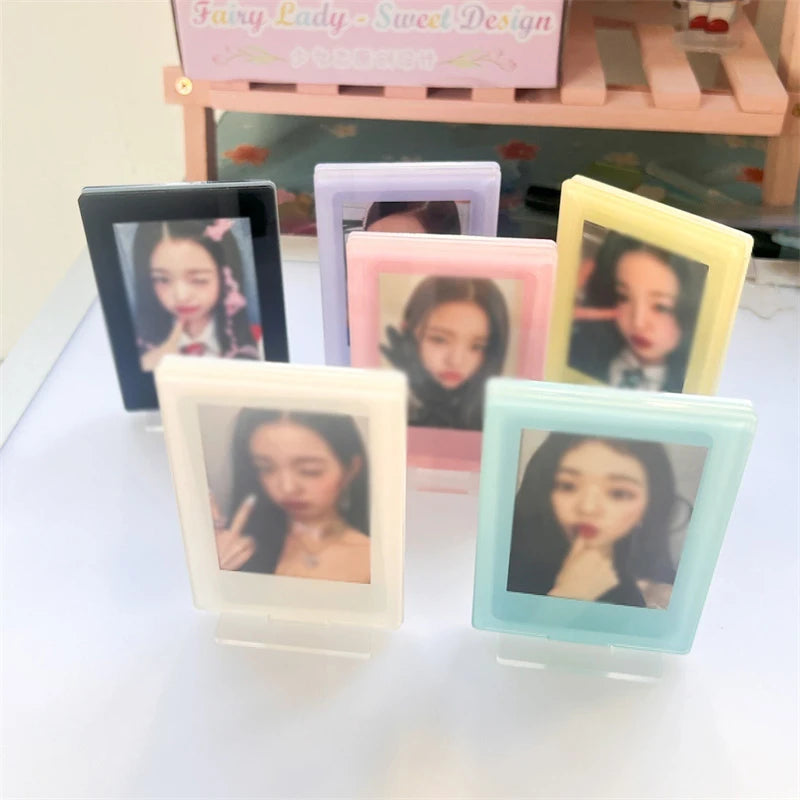 3inch Acrylic Double Side Photocard Frame Sweet Card Sleeve Photo Holder Desktop Decor Card Display Stand Photo Protection Case