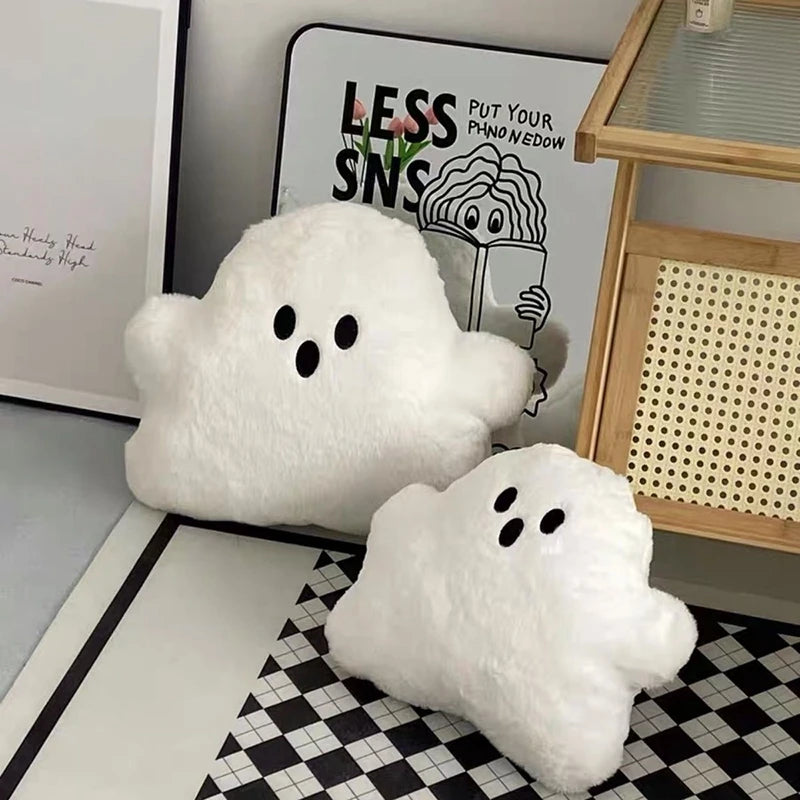 Kawaii White Cloud Ghost Pillow Halloween Plush Chair Back Stuffed Soft Sofa Cushion Children Party Gift Doll Home Bedroom Decor