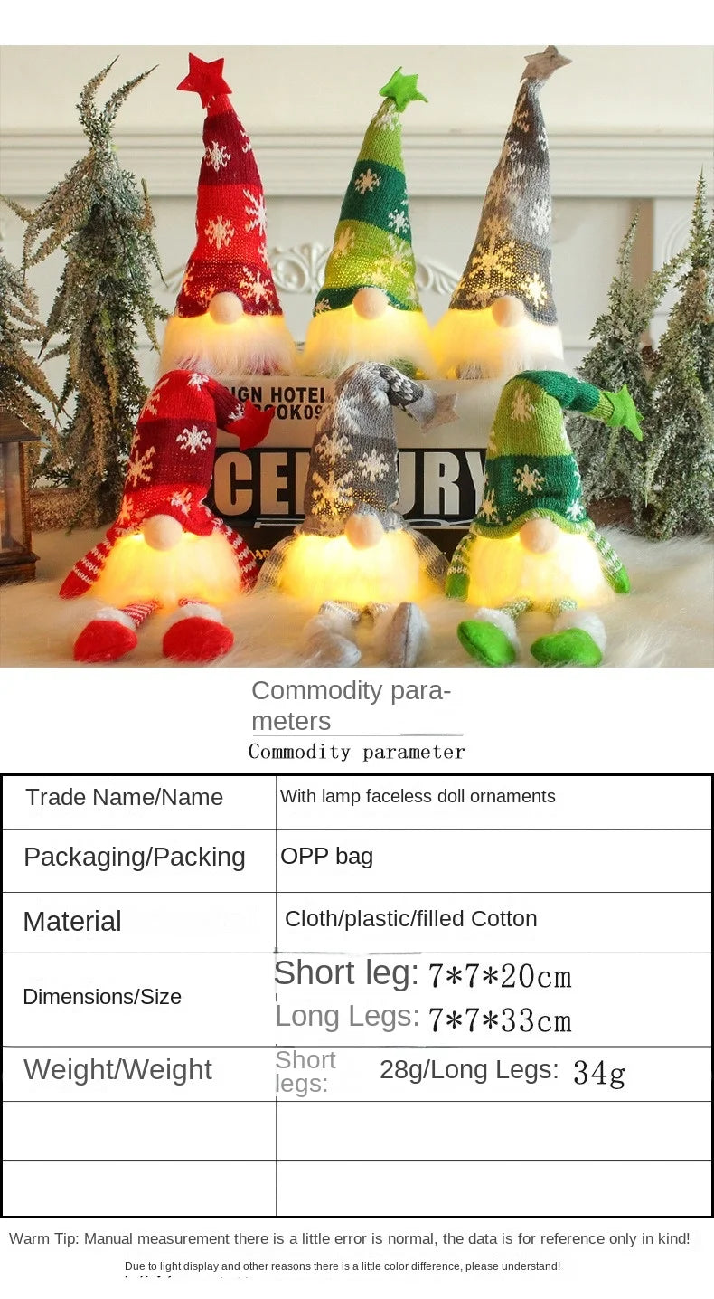 LED Glowing Gnome Christmas Faceless Doll Merry Christmas Home Decoration Navidad Natal Gifts New Year 2024 Christmas Gift