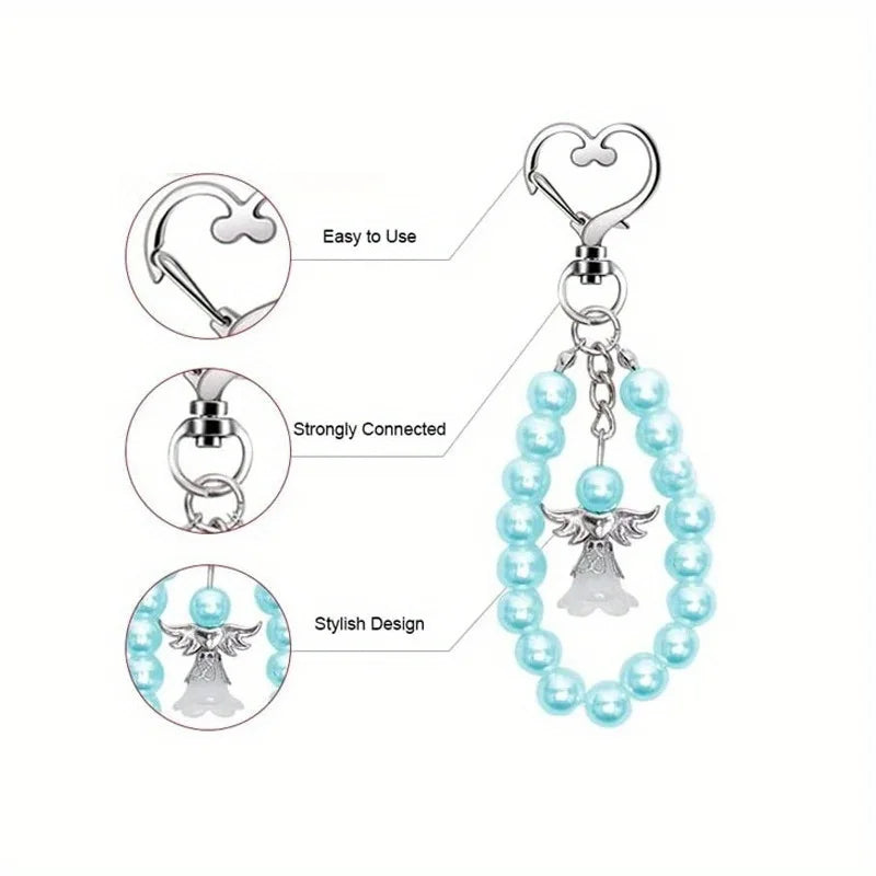 10 Pcs Cute Angel Keychains with Favor Boxes and Thank You Cards Baptism Bridal Shower Wedding Gender Reveal Party