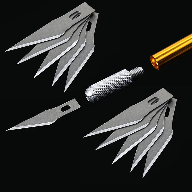 1Set Precision Carving Craft Knife Stainless Steel Hobby Knives for DIY Art Work Cutting Scrapbooking Stencil Models with5Blades