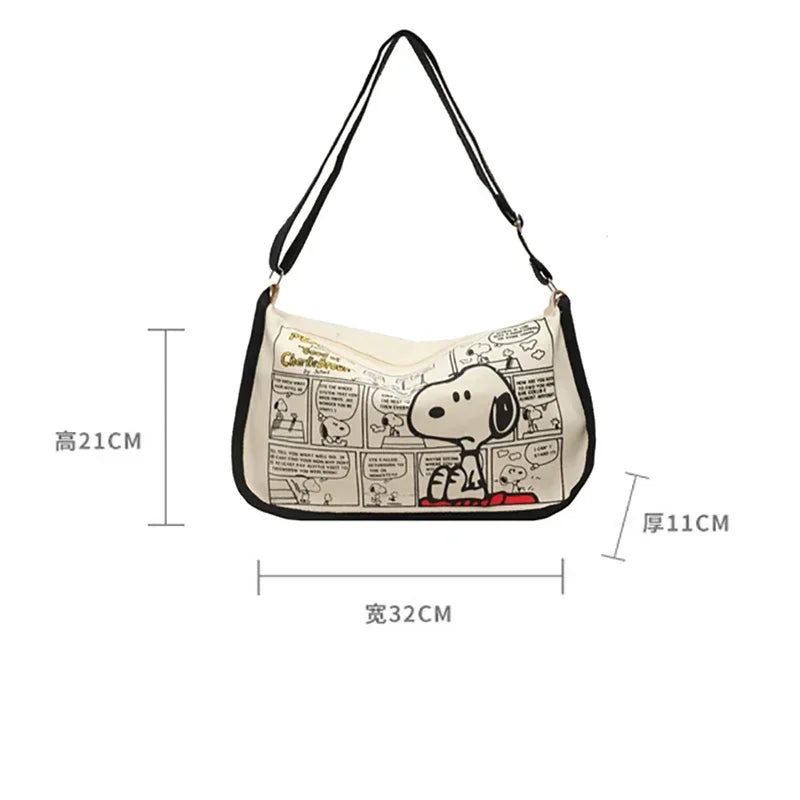 Canvas Bag Women High Capacity Bag Fashion Cartoon Snoopy Handbag Versatile One Shoulder Tote Bag Christmas Present for Girls