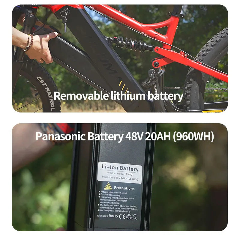 PULUMA PH001 Electric Bicycle 1000W Power Ebike 48V 20AH Battery 27.5*2.8 Inch Tire Off-road Electric Mountain Bike