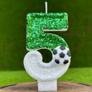Glitter Green White Football Numbers 0-9 Candle Cake Toppers Cake DIY Decoration for Football Theme Anniversary Party Decoration