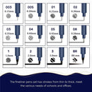 Japanese Sakura Pigma Micron Pens Set of 12 Black Fineliner Marker Pens Pigment Liner Manga Art Sketching Drawing Comic Design