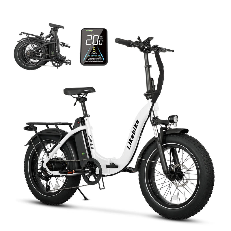 Adult folding electric bicycles, 500W motor (peak 720W), 20 inch 4.0-wide tire electric bicycle, 48V 13Ah detachable battery