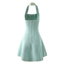 Newest Summer Unique Hot Women Sexy Party Halter A-line Knitted Street Dress High Quality Backless