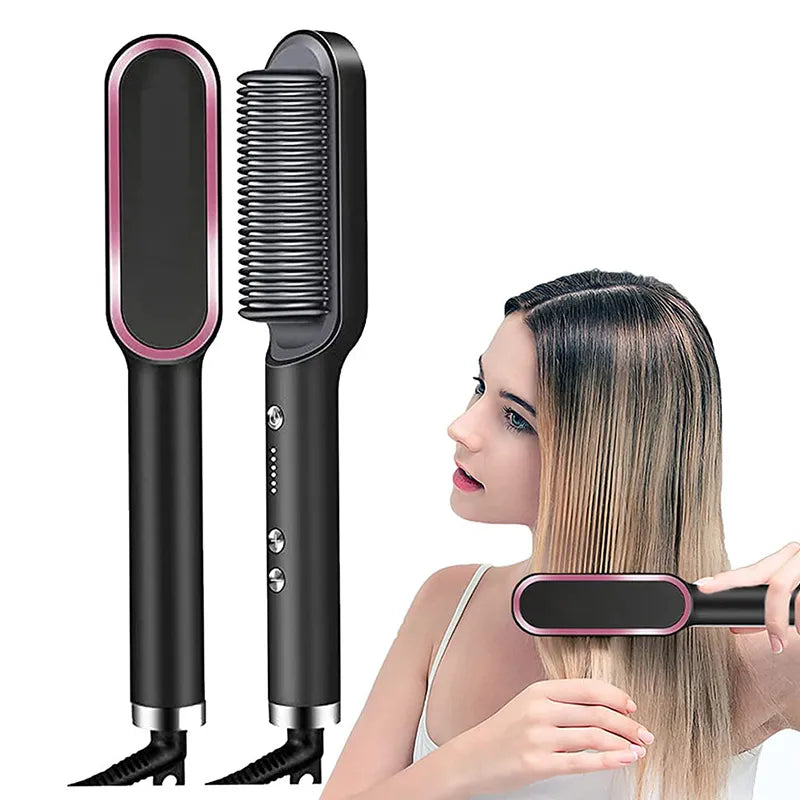 Hair brush hot air comb straightening dryer styler air hot air brush flat iron hair straightener brush