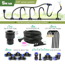 Black 20cm Bendable Brass Nozzle DIY Mist Spray Kit for Garden Courtyard Plants Automatic Atomizing Cooling System 3/8" Hose