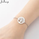 Stainless Steel Plant Charm Bracelet Minimalist Lotus Mandala Leaf Snowflake Bracelets for Women Tree of Life Bangles Jewelry