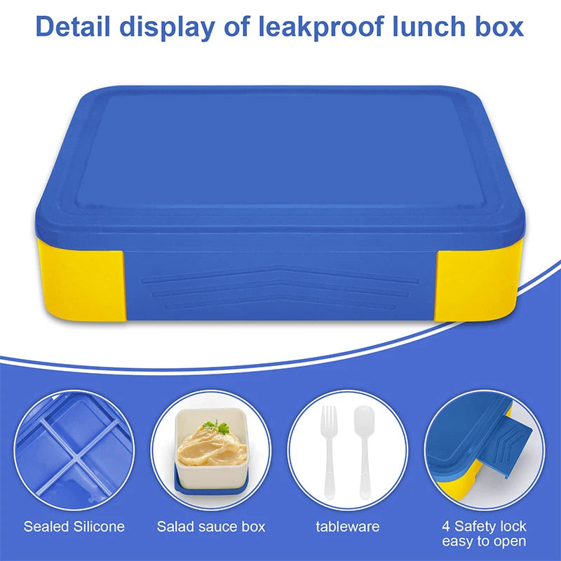 1300 Ml Lunch Box With Compartments Children Leak-Proof Bento Box Nursery And School Sealed Fruit Box Microwave Heating