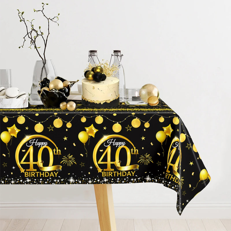 Gold Black Birthday Table Cloth 18 30 40 50 Years Old Birthday Decoration Birthday Party Supplies Gold Glitter Tablecloth Decor