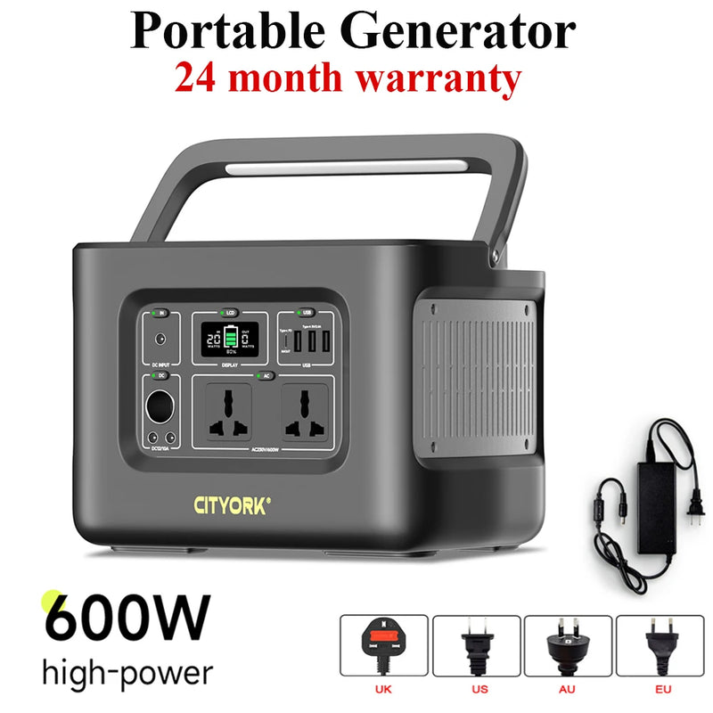 600W Portable Solar Generator Battery Power Supply 200-240V 622Wh Portable Power Station For Camping Home Car Drone Laptops  etc