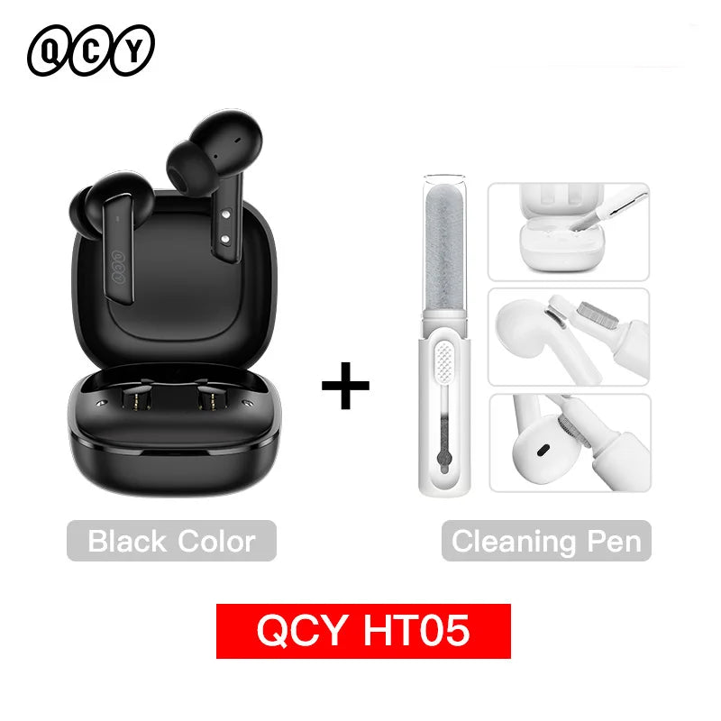 QCY HT05 ANC Wireless Earphones 40dB Active Noise Cancelling Bluetooth 5.2 Headphones 6 Mic ENC HD Call Headset TWS Earbuds