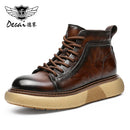 DESAI Mens Winter New Genuine Leather Boots Non-Slip Heels Fashion Men's Work Shoes Outdoor Warm Boots Thick Bottom Gifts