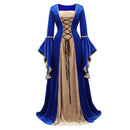 Medieval Renaissance Velvet Long Dress Women Victorian Retro Fancy Gown Halloween Cosplay Costume Plus Size