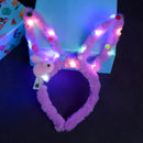LED 14 Lamp Long Rabbit Ear Headband  Flashing Colorful String Lamp Luminous Hairband Birthday Party Christmas Easter Headband