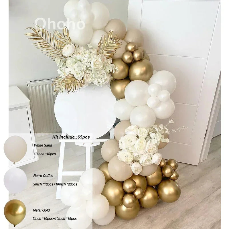 Beige Blue Balloons Garland Arch Kit Kids Boy One 1st Birthday Balloon Set Baby Shower Decoration Baptism Party Wedding