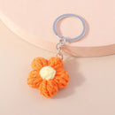 Lovely Handmade Knitted Flower KeychainCrocheted Key Rings for Women Girls Handbag Pendants Charms DIY Jewelry Gifts
