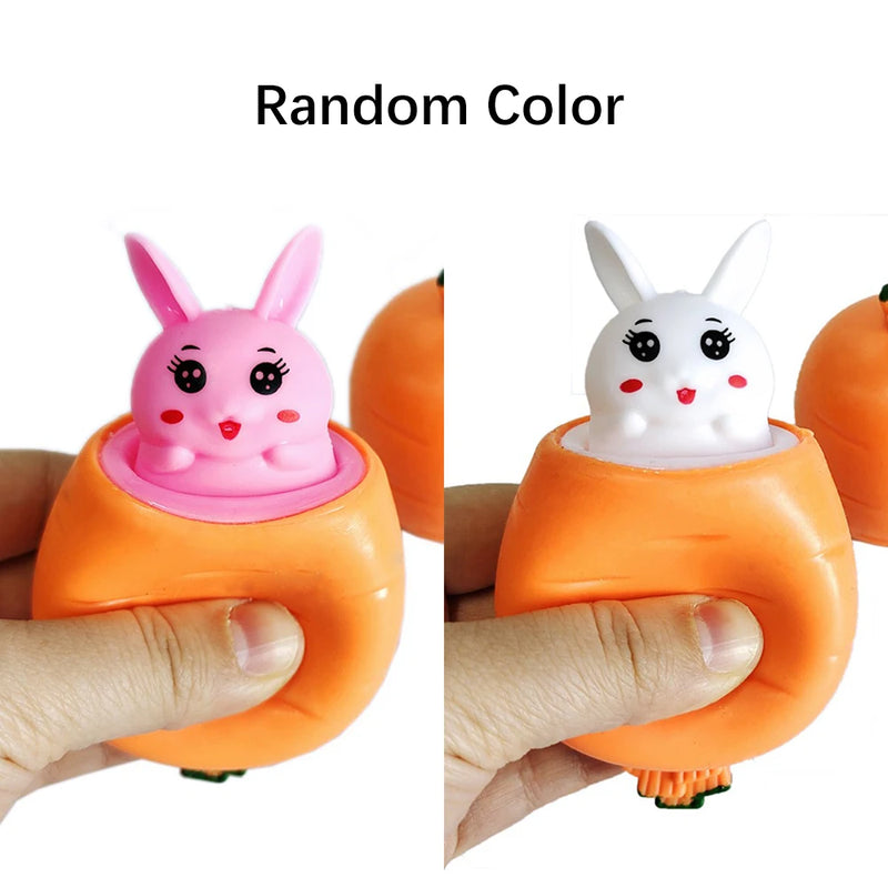 Easter Carrot Rabbit Squeeze Cup Cute Bunny Pinching Plaything Easter Decoration 2024 Easter Rabbit Birthday Gift for Kids