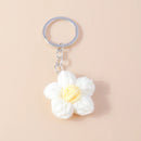 Lovely Handmade Knitted Flower KeychainCrocheted Key Rings for Women Girls Handbag Pendants Charms DIY Jewelry Gifts