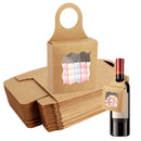 Wine Bottle Box with Visible Window Empty Hanging Foldable Boxes White Wine Bottle Treat Box Brown Paper Wine Candy Gift Boxes