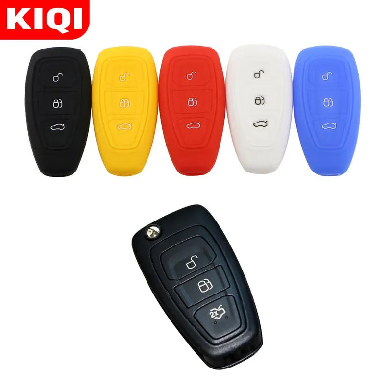 Silicone Key Cover for Ford Fiesta Focus Mondeo MK4 Mk3 Ranger Ecosport Kuga 2 3 ST Car Smart Remote Key Case Fob