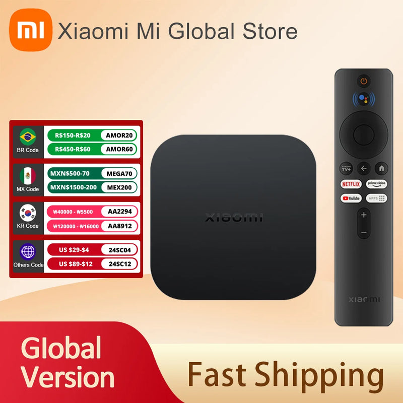 Global Version Xiaomi Mi TV Box S 2nd Gen 4K Ultra-HD Quad-core Processor Wireless WiFi 2.4G/5G Google Assistant Media Player