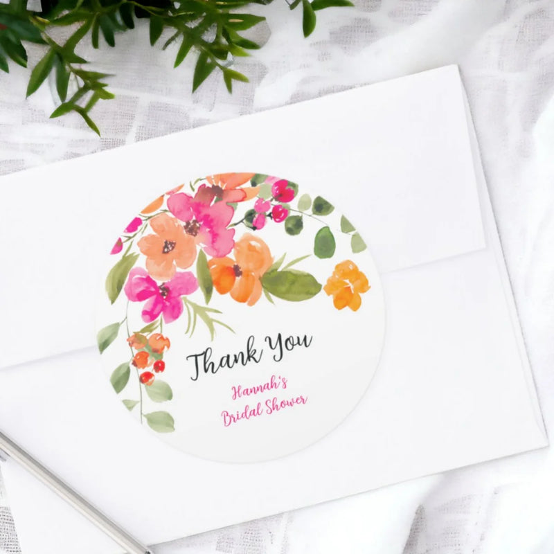 Customized wedding thank-you circular stickers, suitable for occasions such as weddings, birthdays, baptisms, and anniversaries.