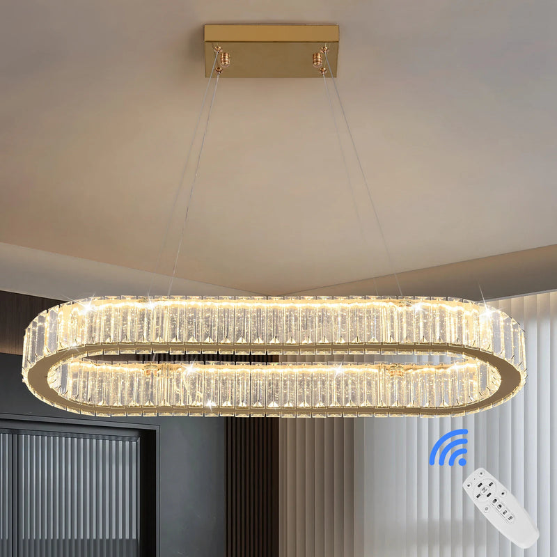 Modern Pendant Light Luxury Crystal Oval Design Led Chandelier Ceiling Lamp Nordic Hanging Fixture Living Bedroom Hotel Lustres