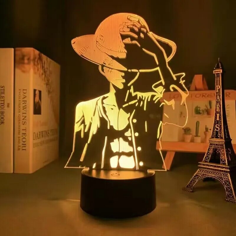 One Piece Monkey D Luffy Figure 3D Illusion LED Night Light Nightlight Touch Flash Light Desk Model Japan Anime Figure Toys