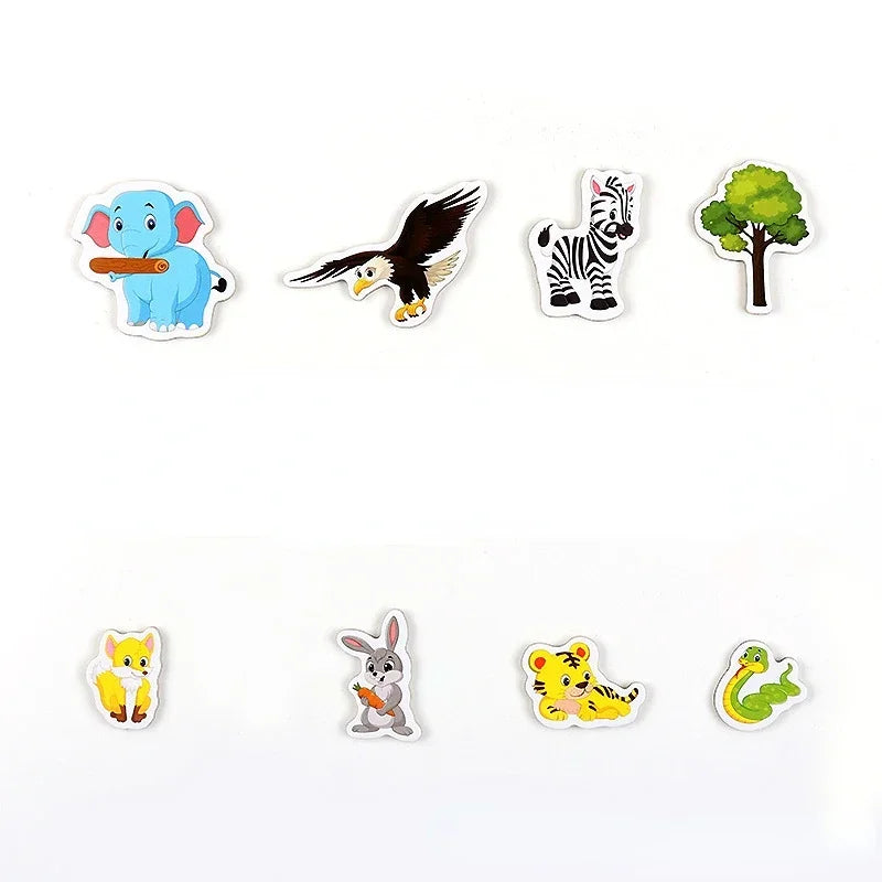 12pcs/lot Animal Fridge Magnet Fish and Crab Wooden Fridge Magnet 3D Cartoon Sticker Toy for Kids Diy Office Whiteboard Gadget