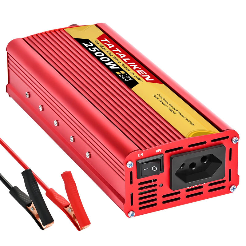 2000W Car Power Inverter 12V DC to 110V/220V 60HZAC Converter with Dual USB Quick Car Charger Adapter(Red)