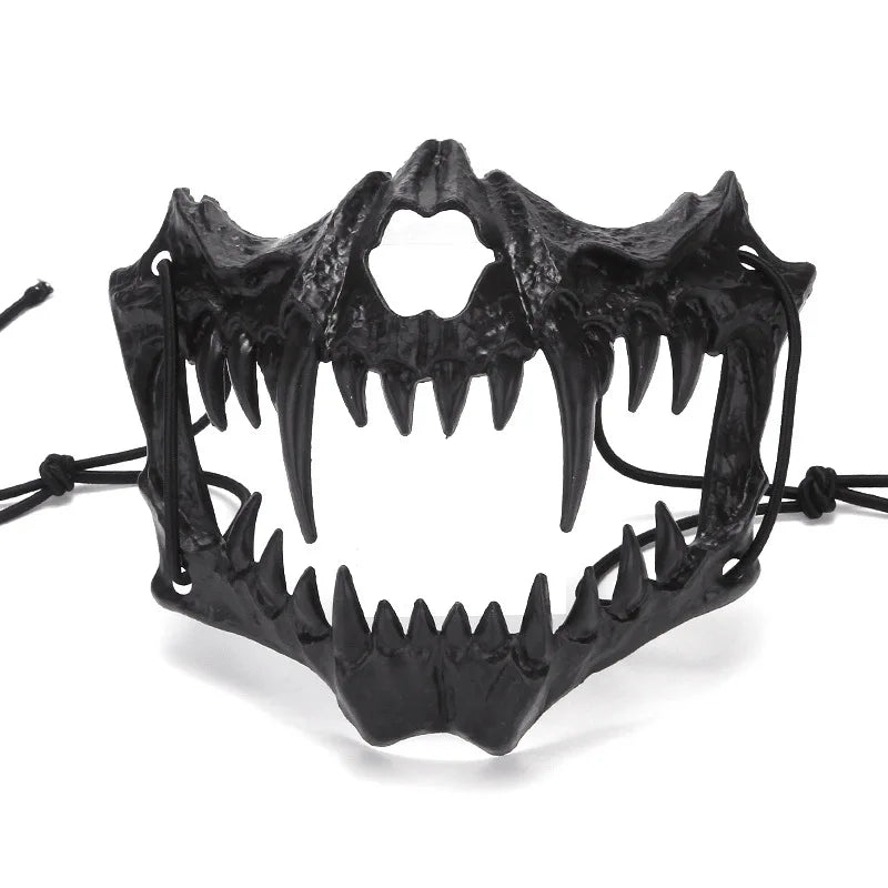Halloween Mask Half-face Mask Cos Dragon God Fierce Tiger Night Fork Tengu Man Wolf Mask Performance Skull Masks