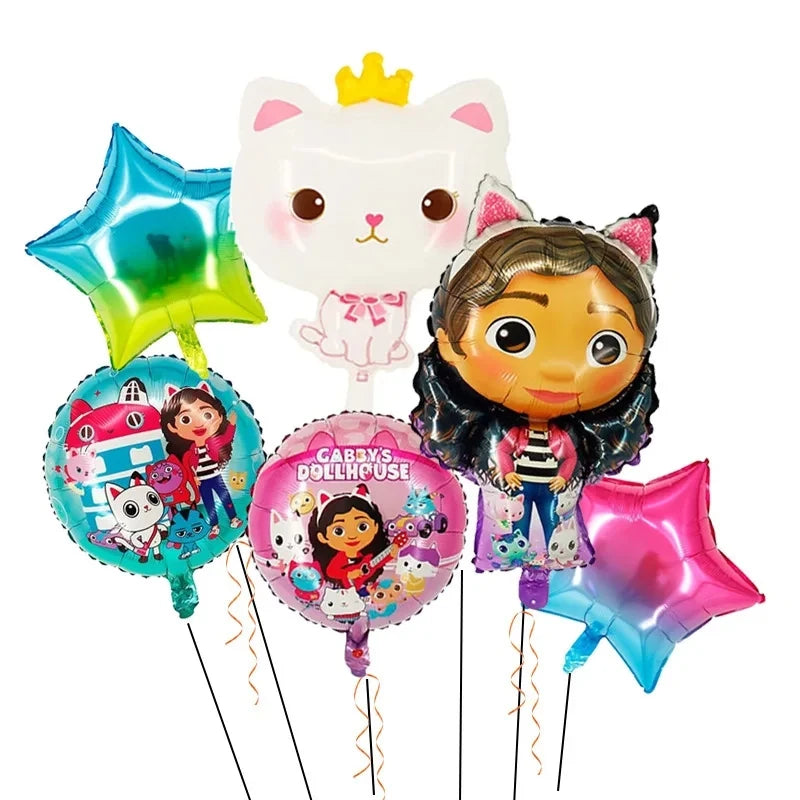 Disney Gabby Doll House Angel Cat Children's Toy Birthday Party Decoration Balloon Aluminum Film Balloon Set