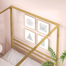 Zinus Patricia Gold Metal Canopy Platform Bed Frame, Mattress Foundation With Steel Slat Support, No Box Spring Needed, Easy