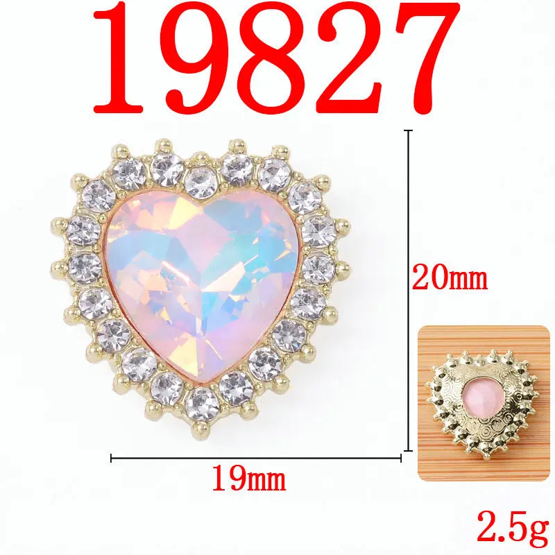 10Pcs Heart Decorative Button Full Diamond Mocha Colour Flower Plate Alloy Buckle Jewelry Accessories DIY Rhinestone Materials