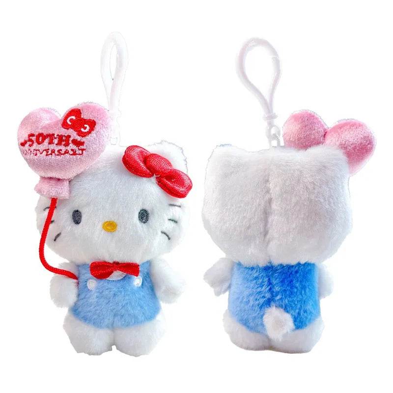 Sanrio Hello Kitty Cinnamoroll Plush Keychain Anime Hangyodon Kuromi 50Th Anniversary Series Stuffed Toys My Melody Doll Keyring