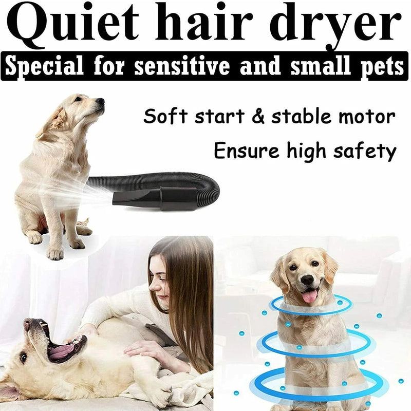 2800W Dog Blow Dryer Adjustable Speed Temperature Control with 3 Nozzles, Extendable Hose for Pet Hair Grooming, Vehicle Dryer