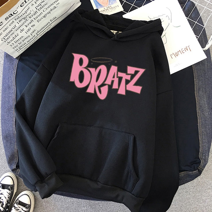 Bratz Letter print hoodie Autumn winter Sweatshirt unisex men and Women's Casual student Fashion Hooded Sweatshirt Long Sleeve