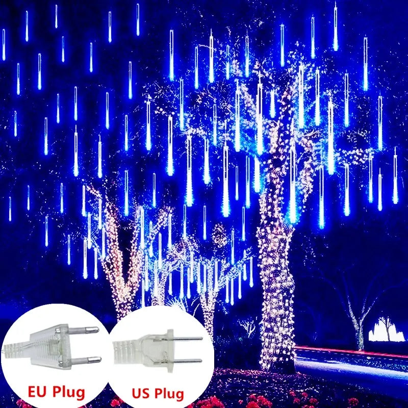 3pcs 24 Tubes Meteor Shower Rain LED String Lights Christmas Decorations Outdoor Street Garland Wedding Fairy Garden Decor 2023