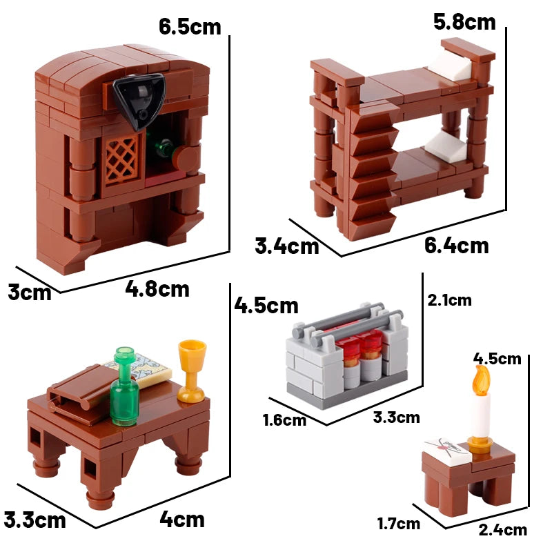 MOC City Series Building Blocks Figure Furniture House Kitchen Medieval Accessories DIY Bricks Set Christmas Toys for Kid Gifts