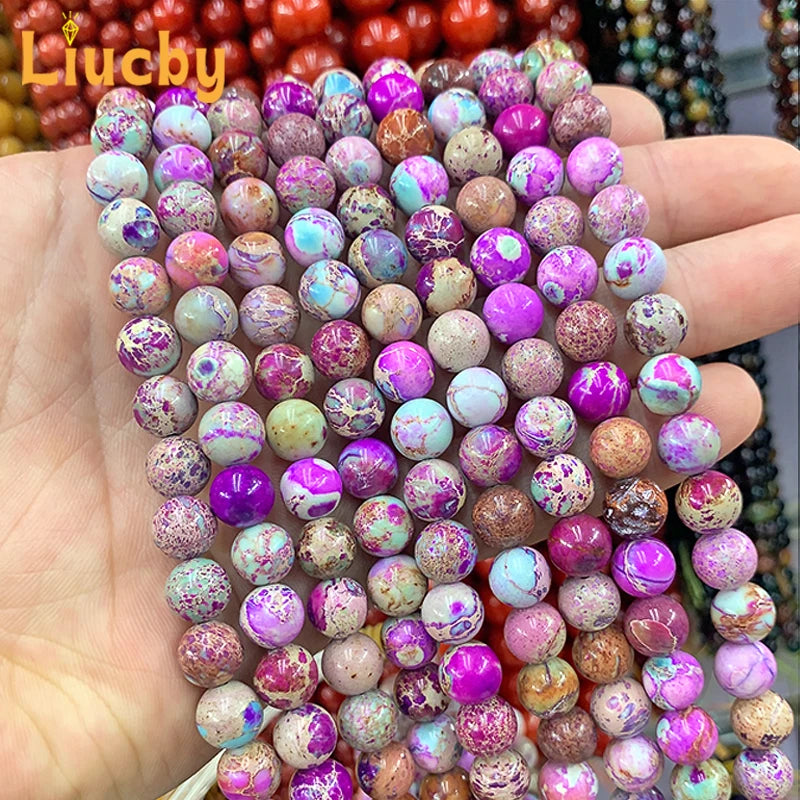 5A Quality For Jewelry Making Natural Violet Emperor Stone Smooth Handmade Beads DIY decoration Crafts 15"Wholesales 4/6/8/10mm