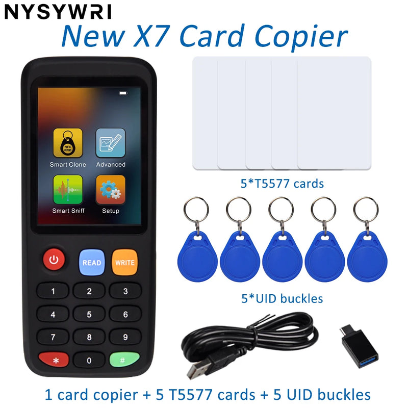 X7 RFID smart NFC chip card reader and copy writer IC ID clone copier key duplicator all frequency NFC key tag programmer decode