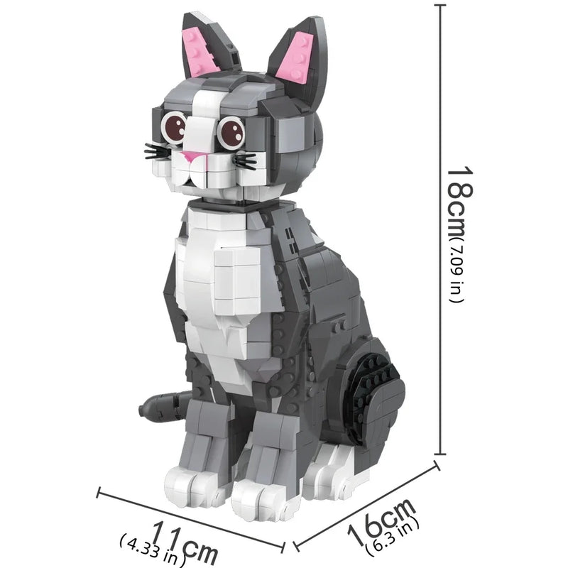 KNEW BUILT Adorable Cat Mini Model Building Blocks Expressive Faces Orange and Black Options for Kid Toys Pet Fans Style Bricks