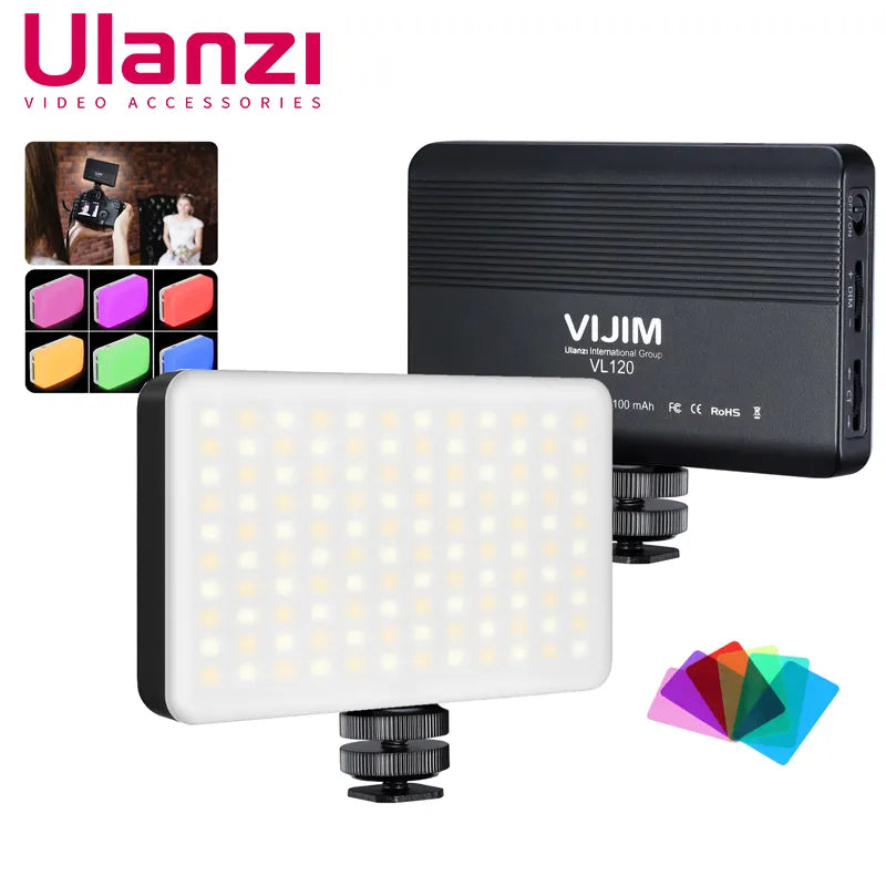 Ulanzi VL120 LED Video Light On Camera Photo Studio Lighting Vlog Conference Lamp  Youtube Live Fill Light Sucktion Light