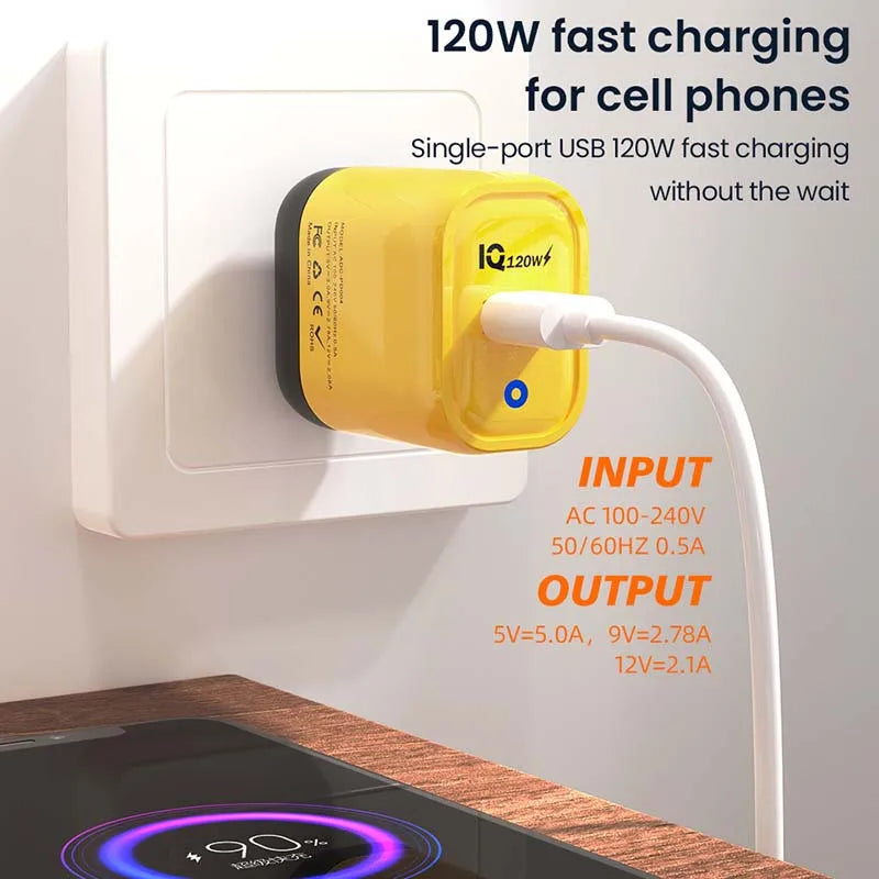 Olaf 120W Fast Charger Adapter Quick Charge 3.0 USB Charger Mobile Phone Adapter Power For iPhone Samsung Xiaomi Wall Chargers