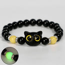 Creative Cute Big Eye Cat Luminous Bracelets For Women Animal Pendant Beaded Hand Chain Friendship Couple Bracelet Jewelry Gifts