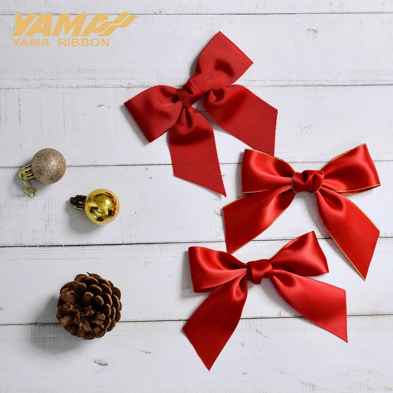 YAMA Red Ribbon 100yards/roll 25mm Satin Grosgrain Ribbon for Christmas Decoration Wedding Party Gift DIY